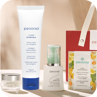 Image features (from left to right) sample-size skin cream, a Collagen Hand Cream, travel-size Phyto-Gel Cleanser, and a sample-size Enzymo-Spherides Peeling Cream
