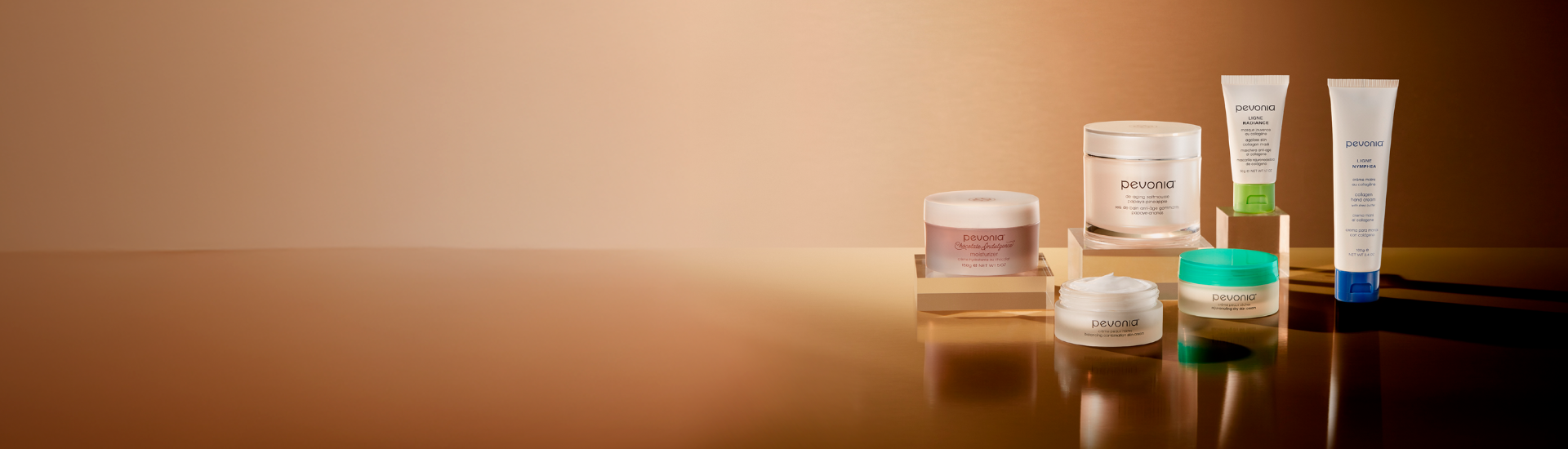 An image of 6 dye-free skincare products from Pevonia
